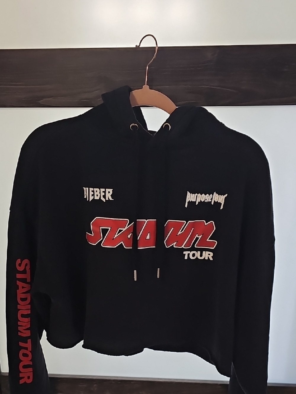 Justin Bieber Black Hoodie Sweatshirt with Red Graphic